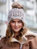 Cappuccino-Wintermütze mit Fischgrätenmuster C13 – Online-Shop – Boutique